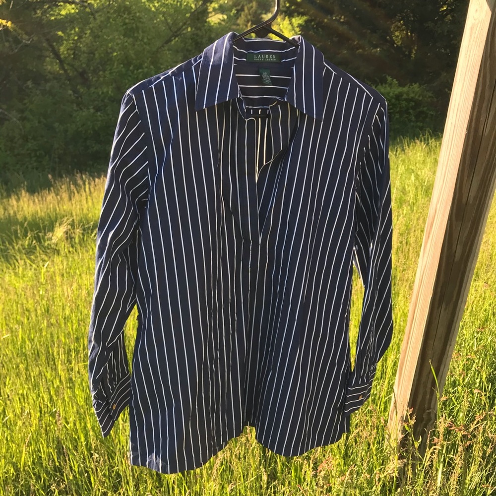 Lauren Ralph Lauren navy stripe tunic top to